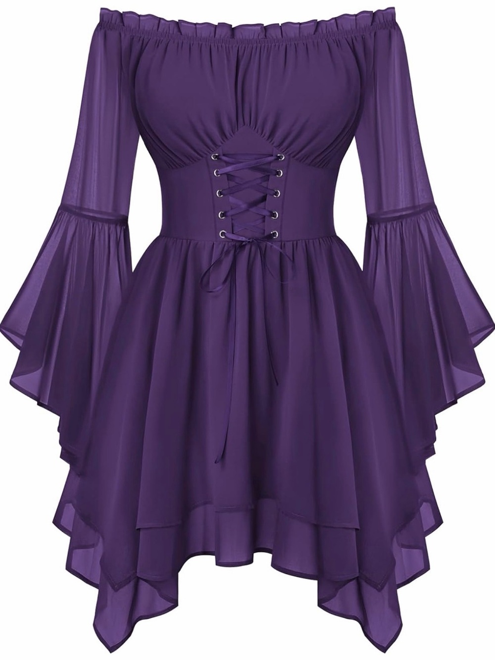Scarlet Darkness Purple Off-Shoulder Lace-Up Corset Dress